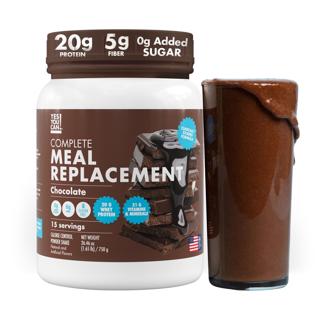 Ja, dat kan je wel! Maaltijdvervangingsshake - 20G eiwit, 5G vezels, 21 vitaminen en mineralen, 0G toegevoegde suiker - Maaltijd vervangende eiwitpoeder - volledige all-in-one voeding - 15 porties (chocolade)