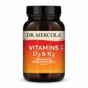 Dr. Mercola Vitaminen D3 & K2 Dieetsupplement, 90 porties (90 capsules), ondersteunt de gezondheid van het hart, Immuunondersteuning, niet GGO, sojavrij, glutenvrij