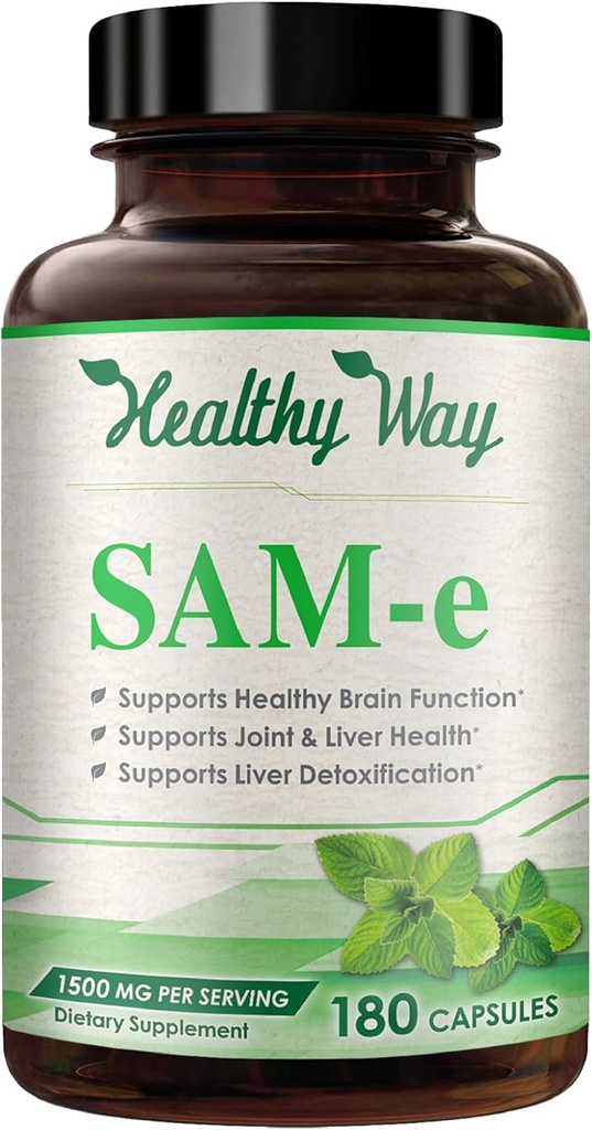 1500mg SAM-e Supplement - Hoge sterkte S-Adenosyl-L-Methionine Capsules 1500mg per portie voor Hersenlever en Goede Ondersteuning - Niet-GMO Hoge Absorptie Zelfde Supplement (60 porties)