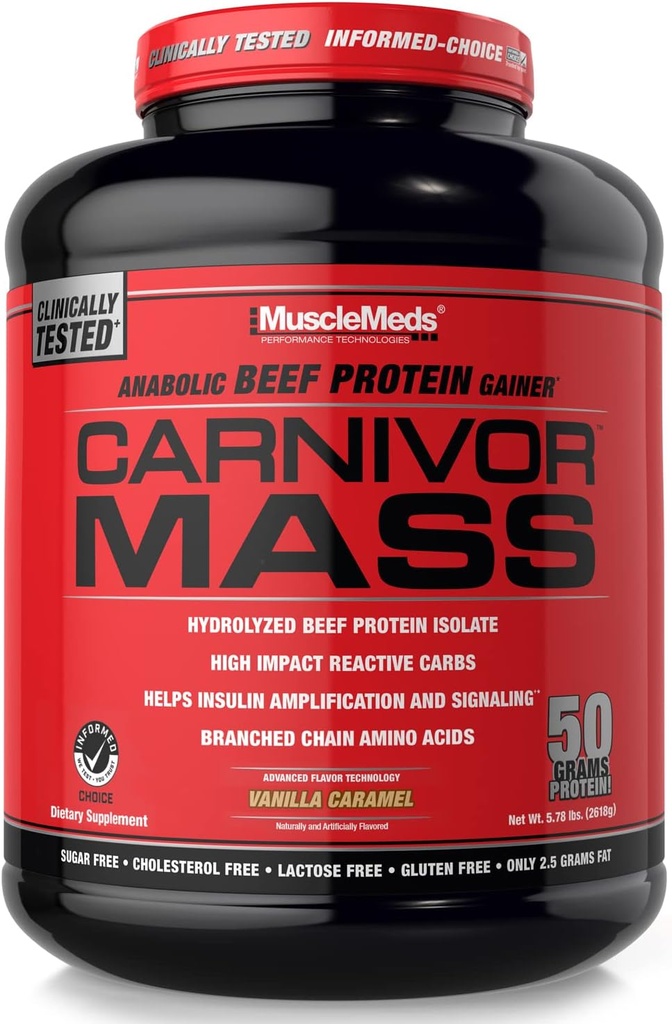 MuscleMeds Carnivor Mass Diet Supplement, Vanilla Caramel, 5,78 Pond (002658)