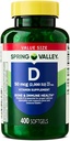 Spring Valley Vitamine D3 Supplement Softgels, 2000 IE, 400 Telling - New Look