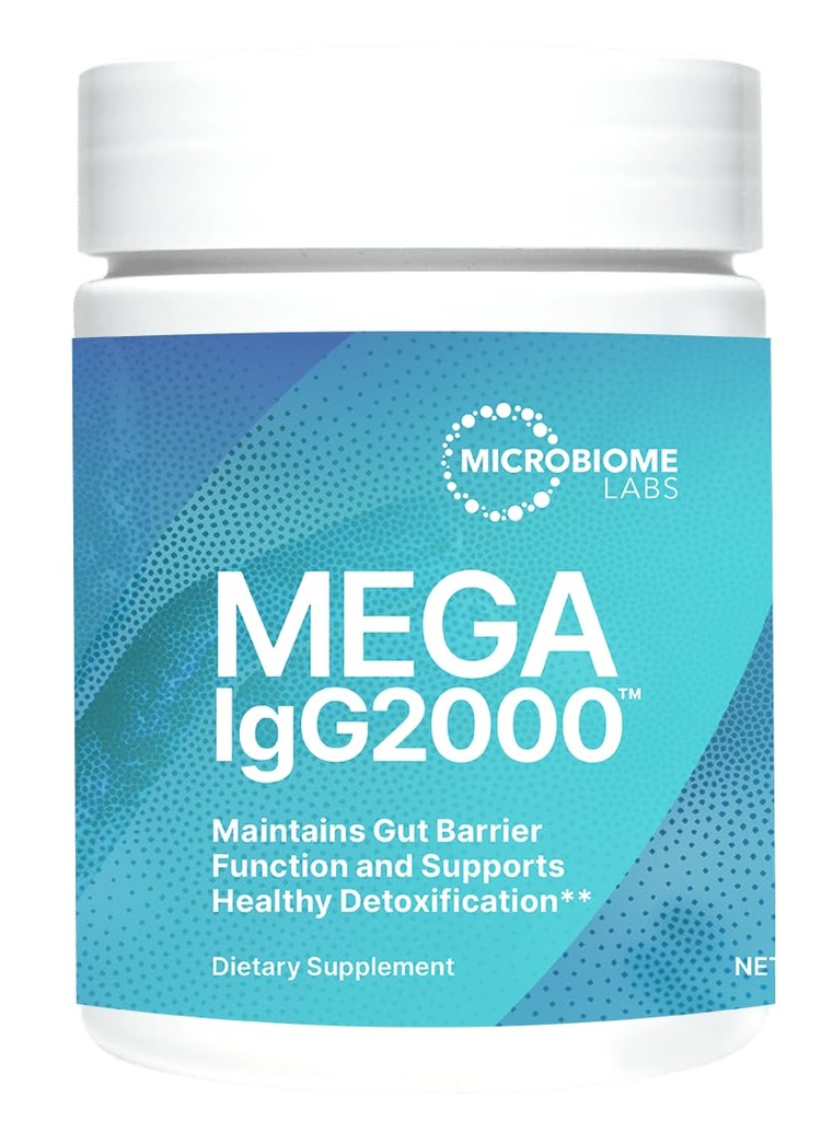 Microbiome Labs Mega IgG2000 Gut Health Powder for Women, Men & Kids 2+ - IgG Immunoglobuline Supplement for Digestive Health Support - Dairy-Free Bove Colostrum Supplement Alternatief (2.1 Ounces)