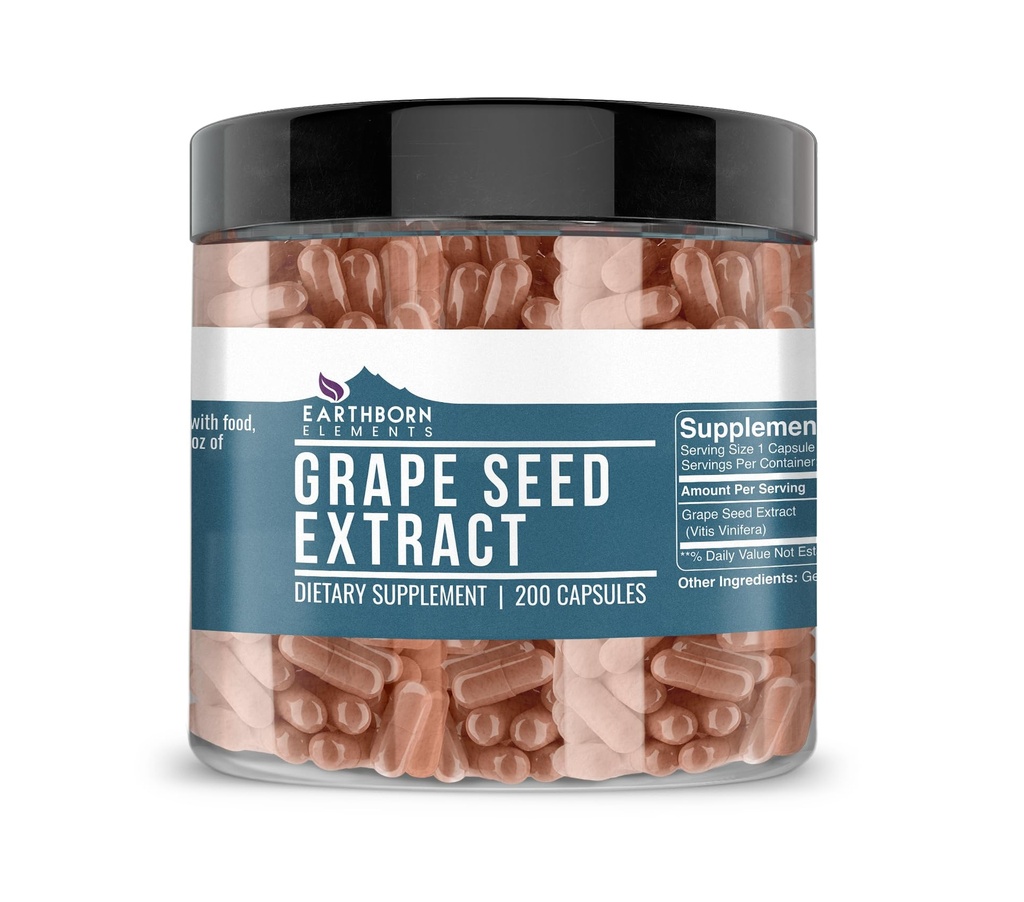 Earthborn Elements Pure Grape Seed Extract 200 Capsules, Pure & Onverdund, Geen Additieven