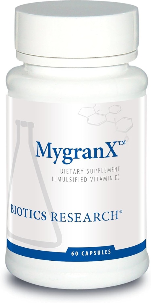 Biotica Onderzoek MygranX neurologische ondersteuning, ondersteunt geestelijke wellness & kalmte ondersteuning, spierontspanning, Butterbur, koortsfew 60 capsules