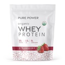 Dr. Mercola Pure Power Biologische Wei Proteïne - 20 g Proteïne - Ondersteunt Spiergroei en Energie - Gras-Fed Wei Concentraat - 15 Servers (20,60 oz) - Aardbei