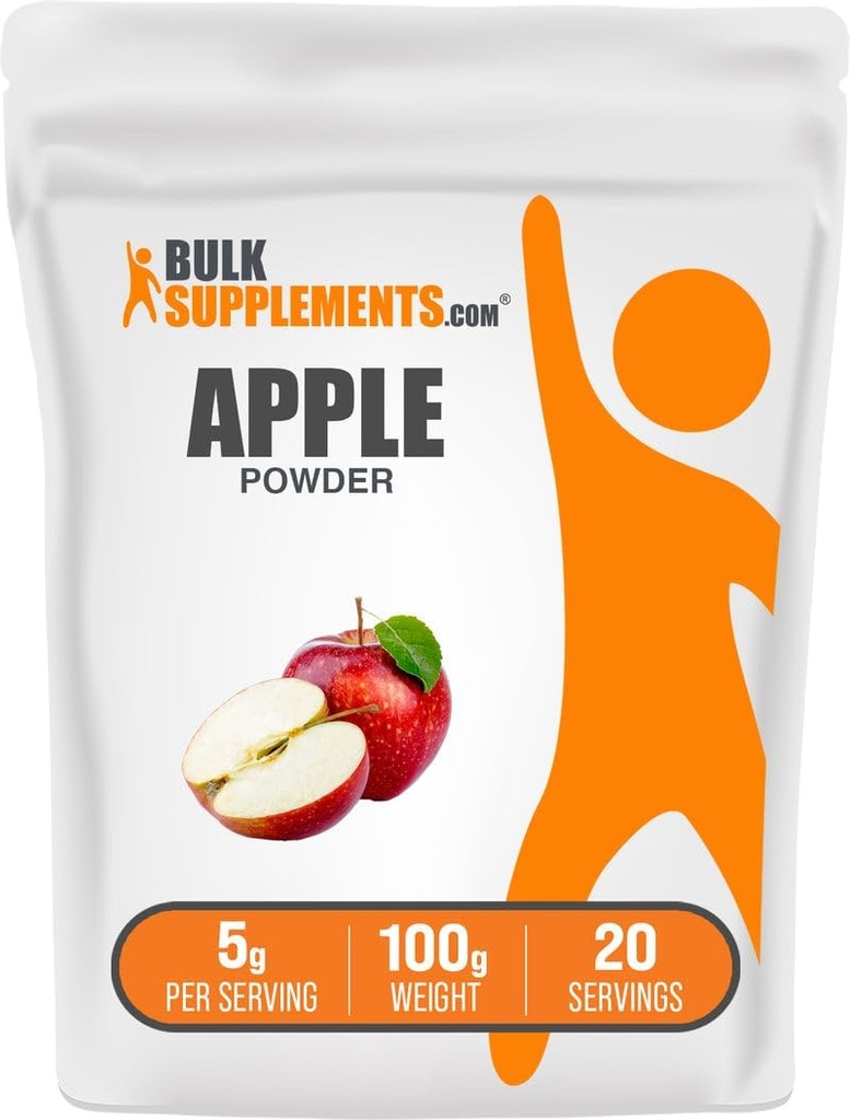 BulkSupplements.com Apple Powder - Apple Fruit Powder, Fiber Supplement for Dispatitive Support - Natural & Gluten Free, 5g per Serving, 100g (3,5 oz) (Pack of 1)