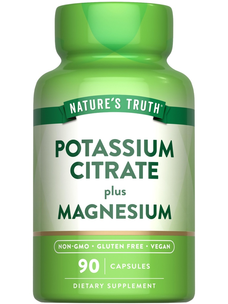 De waarheid van de natuur Kalium Magnesium Citrate Capsules 90 Tellen Vegan, Non-GMO en Glutenvrij Supplement