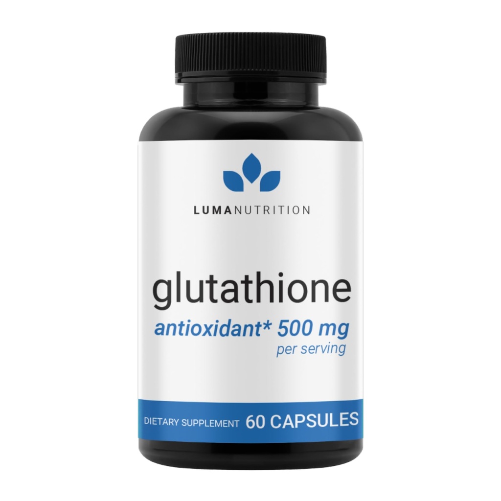Luma Nutrition Premium Glutathione Supplement - 500mg - L-Glutathione - Antioxidant Support - Reduced - Liver Support - 60 Capsules