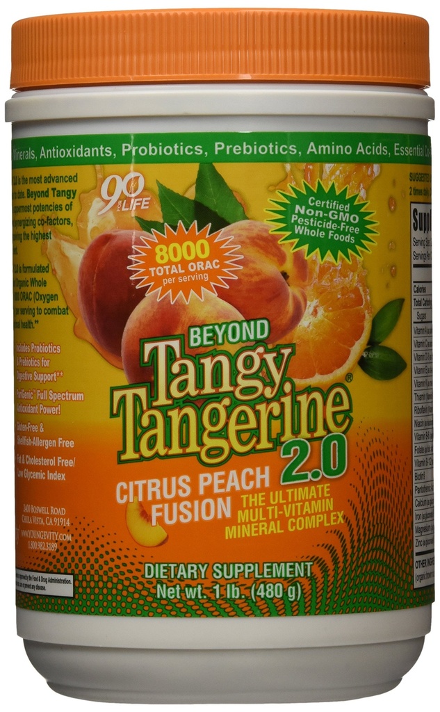 Youngevity Beyond Tangy Tangerine 2.0 Citrus Peach Fusion Multi-Vitamin & Mineral Complex - Made With Natural & Whole Foods 