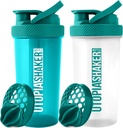 Utopia Home Protein Shaker Bottle - (verpakking van 2) 28-once Shaker Bottles for Protein Mixes - Fitness Sports Classic Protein Mixer Shaker Bottle (Teal & Clear/Teal)