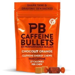 Cafeine Bullet Energy Chews - Chocolate Orange. 40 * 85mg - Sneller Kick Than Pillen, Gels en Gum. Sportwetenschap voor hardlopen, fietsen, Gaming & A Pre Workout Endurance Boost.