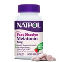 Natrol Fast Solve Melatonine 5 mg, Melatonine Supplementen voor Rustige Slaap, Slaap Ondersteuning voor Volwassenen, 30 Aardbei-gearomatiseerde tabletten, Tot een 30 dagen levering