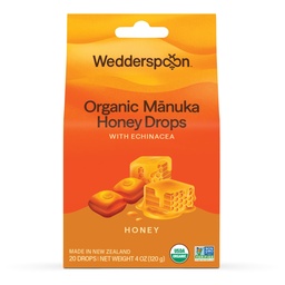 Wedderslepel Biologische Manuka Honey Drops, Honing & Echinacea, 20 Graaf (pakket van 1) 