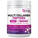 NATURE TARGET Multi Collageen Peptides Powder - Type I, II, III, V, X - Gehydrolyseerde collageen Peptiden met vitamine C Hyaluronzuur, Ondersteunt huidhaar Nail & Joint, Grass-Fed, Non-GMO, 35 porties