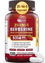 21-in-1 Berberine Supplement met Ceylon Cinnamon - 1500mg Biologische Berberine HCL Phytosome, 5X Hogere Absorptie voor Metabolisme Ondersteuning 100 Capsules