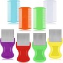 Maities 8 stuks Flea Lice Combs Double Sided Lice and Nit Removal Hair Grooming Plastic en metaal Comb voor mensen Huisdieren(3,5 x 2 Inch, 3,54 x 1,57 Inch,Orange, Blue, Purple, White)