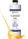 Zatural Vlaszaadolie Natuurlijk geteeld 100% Pure Vlaszaad Koud geperst Veganistisch Omega Vetzuren 16oz
