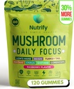 Nutrify 120 Paddestoel Gummies Immune Support & Brain Performance Resilience & Memory Boost with Reishi, Cordyceps, Turkey Tail, Maitake, Shiitake & Chaga Delicious Raspberry Flavor Vegan & Sugar Free