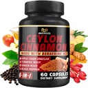 Ceylon Cinnamon Capsules met Berberine HCl, Apple Cider Vinegar, Turmeric, Ginseng, Black Pepper - 6in1 voor ondersteuning Immuunfunctie - 60 Tellen