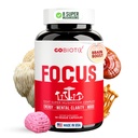 GOBIOTIX Focus Lions Mane Supplement - Mushroom Complex - Nootropics Adaptogen Vitaminen - Geheugen, Helderheid, Energie, Immuun Ondersteuning, Cordyceps, Reishi, Chaga, en Maitake - 90 Capsules