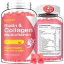 2 Pack Collageen Gummies for Women Mannen, Gehydrolyseerde Collageen Peptides Types I,II,III,V,X met Biotine & Hyaluronzuur, Vitaminen C A D E B12 K2 Ondersteuning, Suikervrije voor huidhaar Nagels Immuniteit Energie
