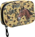 Fustyad hand trekken paard en gele bloem bladeren pil Organisator voor tas, Wekelijkse draagbare pil Box met rits naar opslag Vitaminen Visolie Medicijnen Supplementen