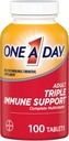 One A Day Adult Triple Immune Support* Complete Multivitamine, Supplement met Vitamine C, Vitamine D, & Zink, 100 Tellen