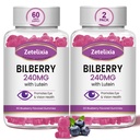 2 Pack Luteïne Gummies Eye Health Supplement voor volwassenen, luteïne en zeaxanthine Supplementen Oogvitaminen Gummies, bosbes met luteïne ter bevordering van oog en zicht - 120 Gummies