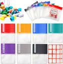 70+2 stuks Pill Pouch Tassen Zippered Pill Pouch Set met 2 vellen Label, 7 kleuren Pill zakjes voor de geneeskunde Reizen Herbruikbare kleine plastic pil zakken voor reizen / Thuis Dagelijks gebruik