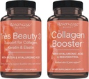 Reserveage Beauty, Tres Beauty 3, Beauty Supplement voor haargroei, huidverzorging en nagelverzorging 90Caps & Collageen Booster, Collageen Supplement voor huidverzorging en gezamenlijke gezondheid, ondersteunt Healt 60Caps