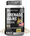 Grenade Gains Wey Isolate Powder with Creatine, L-Carnitine & Beta-Alanine - Third-Party Tested, Gluten-Free, No Artificial Sweeteners - USA Made, Vanilla, 24 Servings