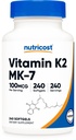 Nutricost Vitamine K2 MK-7 100 mcg, 240 Softgels - Glutenvrij en niet-GMO MK7