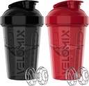 VELOMIX -2 Pack- 20 oz Protein Shaker Flessen voor Proteïne Mixen - 2x Wire Whisk 