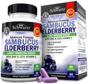 Vlierbessen Capsules met zink en vitamine C voor volwassenen - Immuun Ondersteuning Vitaminen voor vrouwen en mannen - Zwarte Sambucus Vlierbessen Vitamine C en Zink - Immuun verdediging Multiminerals Supplement, 60 Tellen