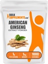 BulkSupplements.com American Ginseng Extract Powder - Ginseng Supplement, Kruidensupplementen - Glutenvrij, 1g per portie, 1kg (2,2 lbs) (verpakking van 1)