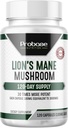 Probase Nutrition Lions Mane Supplement Capsules 30x Potency Extract Mushroom Supplement 4 maand Supply 120 Tellen