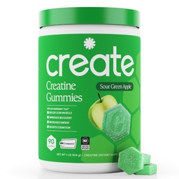 Creatine Monohydraat Gummies for Men & Women - Boost Focus, Strength, and Endurance, Anti-Melt Formula, Veganistisch, Glutenvrij, Non-GMO, 1,5 Gram Creatine per Gummy (Sour Green Apple, 90 ct)