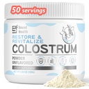 Colostrum Supplement Powder for Humans - Organic Bove Colostrum Supplement for Gut Health, Hair Growth, Beauty, and Immune Support - Unflavored (50 Servings)