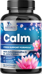 Natuurlijke rust, ontspannen en ontspannen ondersteuning - Ashwagandha, GABA, Magnesium, L-Theanine & More - Natural Focus, Energy & Immune Support - Nature's Non-GMO, Veganistan, Gluten Free, Bottled in USA - 120 Capsules