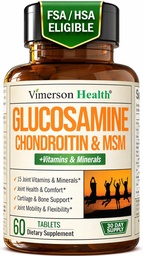 Glucosamine Chondroitin MSM-supplement Advanced Joint Supplements for Men and Women w/Glucosamine Sulfate 1000mg, Chondroitin Sulfate & MSM, Vitamine B12 and More for Joint Health FSA In aanmerking komende
