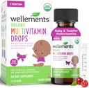 Wellements Organic Baby Multivitamin Drops (1 Fl Oz) - Cherry Flavor Liquid Multivitamins for Infants & Toddlers (2 Months+) - Toddler Vitamins for Immune Support*, Healthy Growth & Bone Development*