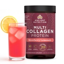 Oude Voeding Collageen Peptides Powder, Multi Collageen Proteïne, Vrouwen & Mannen, Vitamine C, Probiotica, Gehydrolyseerde Collageen, Ondersteunt huid, gewrichten, Gut Health, Aardbei Lemonade, 24 porties