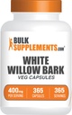 BulkSupplements.com White Willow Bark Capsules - Herbal Supplement, White Willow Bark Extract 400mg - Glutenvrij, 1 capsule per portie, 365 Veg Capsules (verpakking van 1)