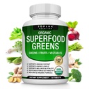 Biologische Super Greens Capsules Superfood Fruit Veggie Supplement - 28 Krachtige natuurlijke ingrediënten met Alfalfa, Beetwortel, Tart Cherry & Gember voor Immune & Energy Support, voor mannen Vrouwen, 60 tabletten