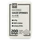 Medline 4 x 4 Inch Gauze Sponges, Niet Steriel 8-Ply geweven Gaas, 100% Katoen, Ideaal voor Wond Dressing, Wondverzorging, Algemeen Eerste Hulp Gebruik, Pack van 200