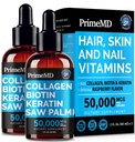 Liquid Collageen Peptides for Women - Serum Complex with Biotin Vitamin, Hydrolyzed Keratine Protein and Saw Palmetto - Comprehensive Formula for Hair, Skin, and Nails Wellness - 2fl oz (Pack of 2)