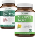 Sea Moss & St. John's Wort (2-maand supply) Mood Moss Blend - Organic Irish Sea Moss - Raw Vegan Supplement (180 Caps) & St John's Wort with Powerful 900mcg Hypericine Vegan Non-GMO (180 Capsules)