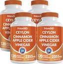 5-in-1 Ceylon Cinnamon Capsules 2355mg - Ceylon Cinnamon en Apple Cider Vinegar Capsules - Kurkuma en Panax Ginseng - Kaneelsupplementen met Bioperine (120ct, verpakking van 4)