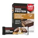 MUSASHI High Protein Bar, 45g Protein, 2g Total Sugars, Pindakaas & Milk Chocolate Coated, Post Workout and Protein Snack On The Go, 12 Pack of 3.2oz (90g) Bars