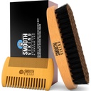 Beard Brush and Comb - Natural Boar Bristle Beard Brush & Beard Comb for Men - Facial Hair Care Gift Set for Men - Mustache Styling, Grooming & Shaping Tools